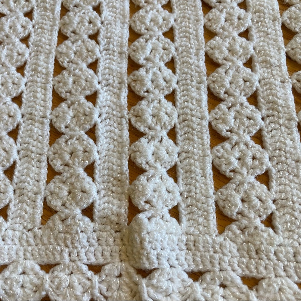Beautiful Hand Crochet Afghan Baby Blanket 40”x48” White/Cream Gender Neutral - Picture 4 of 6